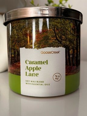 NWT Goose Creek 3 Wick Candle, Caramel Apple Lane Scent